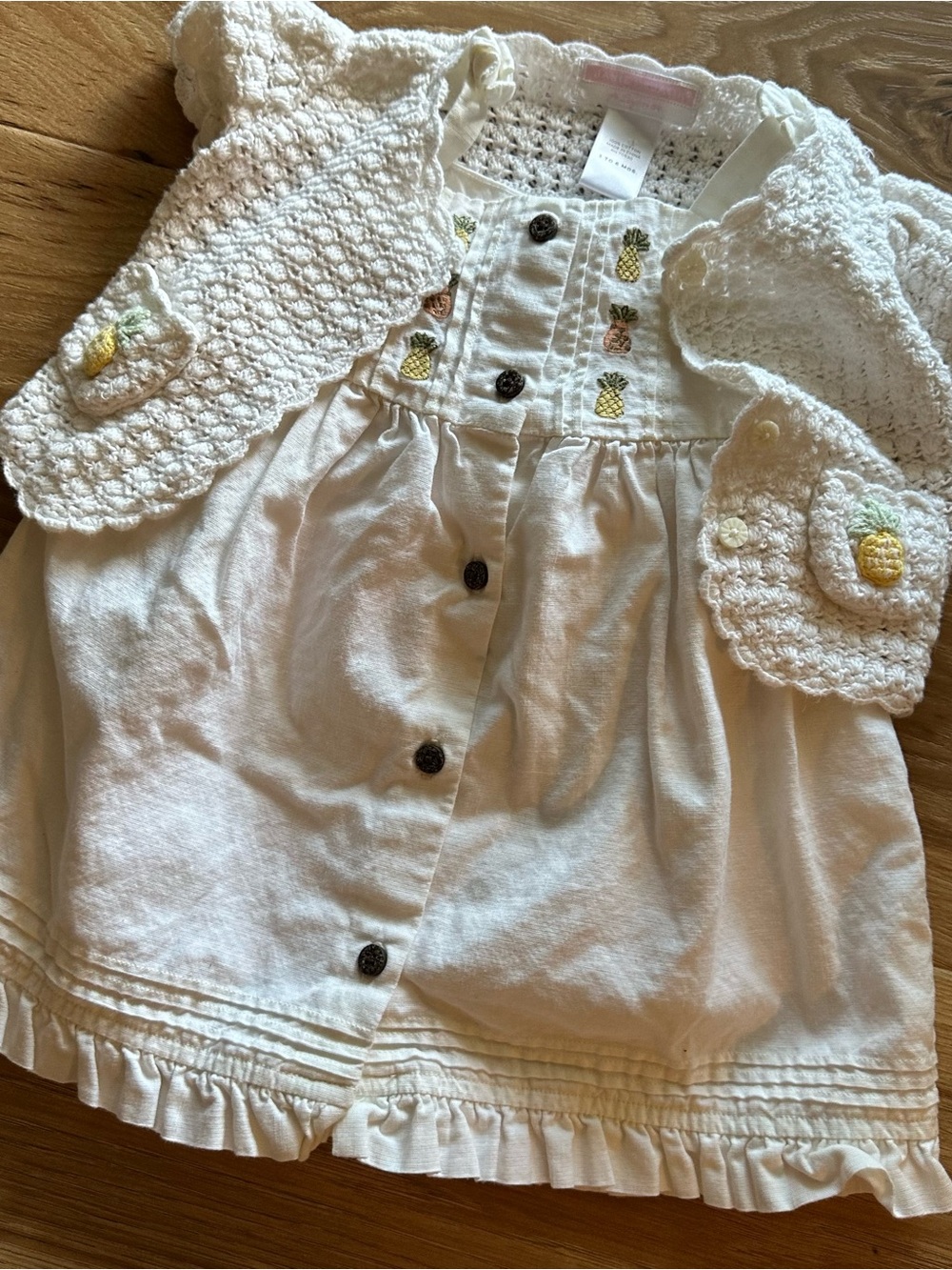 Janie and Jack Cream Dress Crochet Cardigan